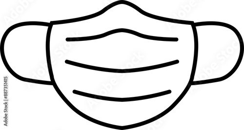 Medical mask outline icon for graphic design, logo, website, social media, mobile app, UI illustration photo