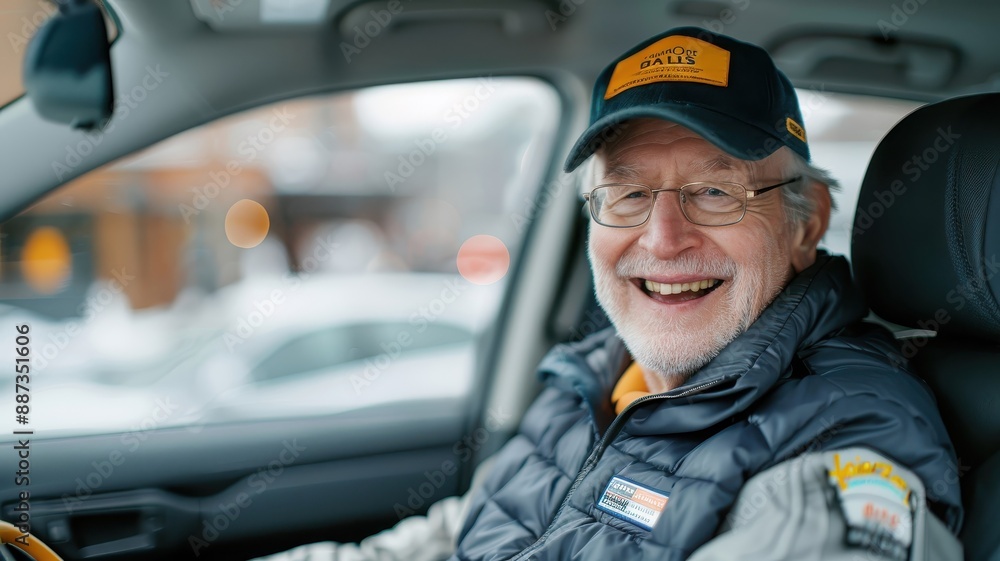 A taxi driver engaging in a lively conversation with their passenger. A taxi driver engaging in a lively conversation with their passenger.