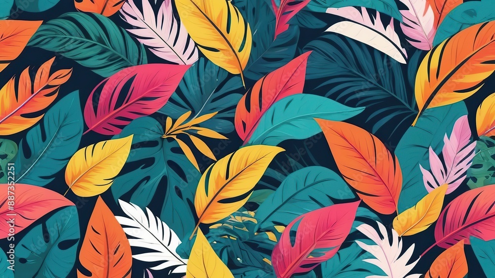 Beautiful abstract colourful tropical leaf seamless background Beautiful abstract colourful tropical leaf seamless background