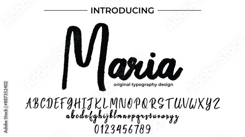 Maria Font Stylish brush painted an uppercase vector letters, alphabet, typeface