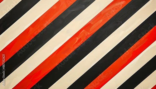 Abstract Diagonal Stripes in Red, Black, and White