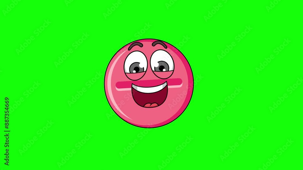 A laugh medicine tablet cartoon face on a green background, loop animation A laugh medicine tablet cartoon face on a green background, loop animation