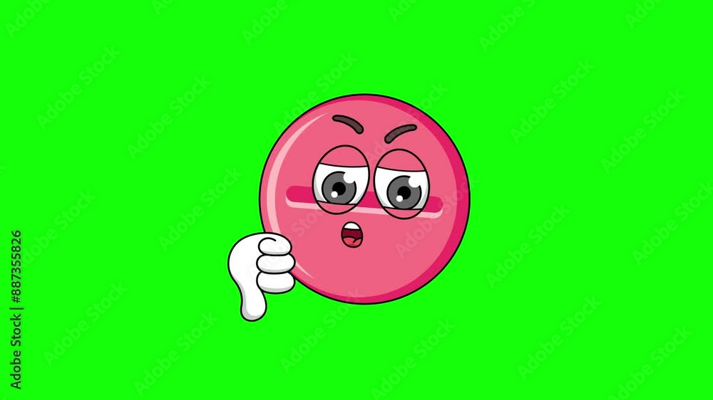 medicine tablet cartoon with thumb-down hand, emoji green screen animation medicine tablet cartoon with thumb-down hand, emoji green screen animation