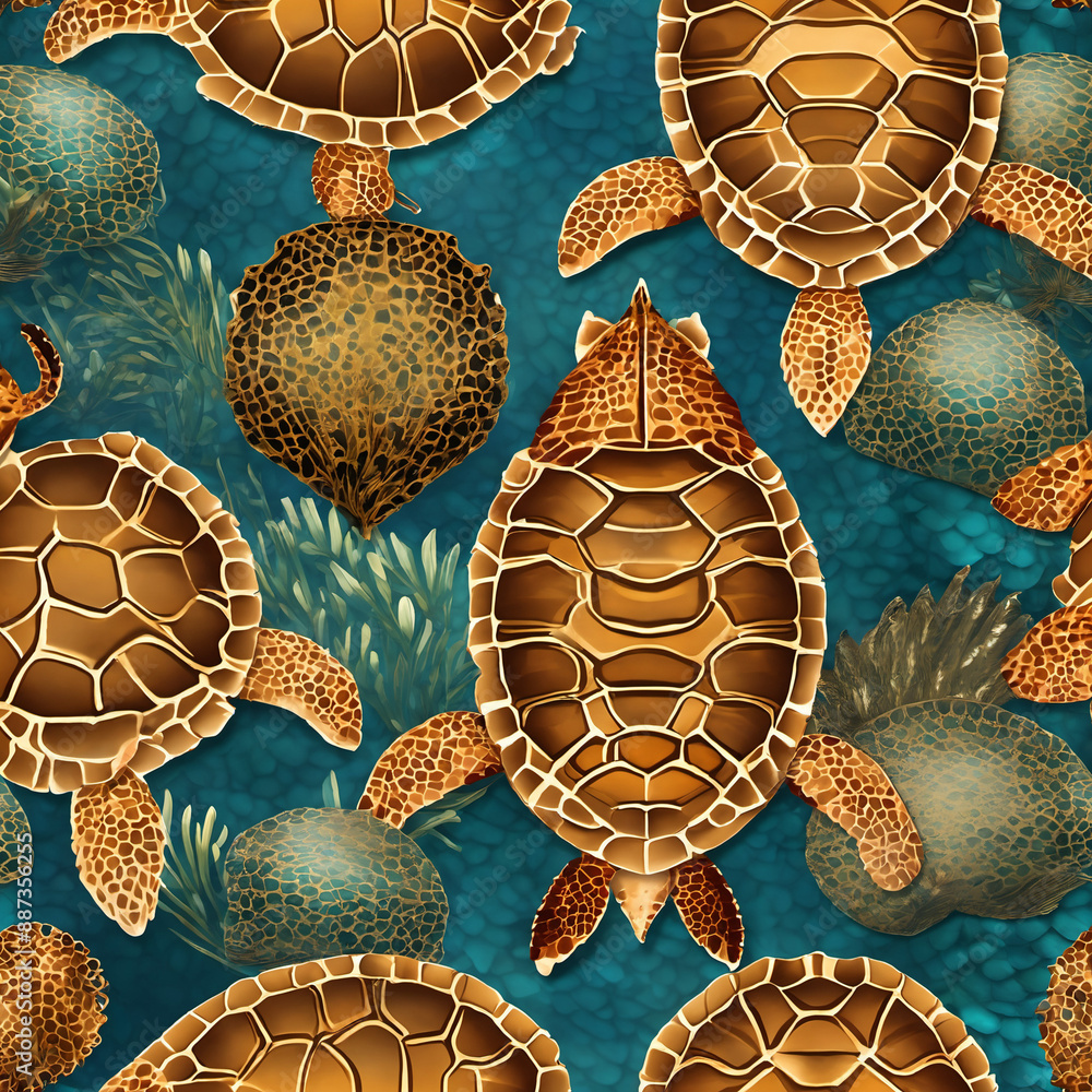 Set of sea turtleillustration pattern . Ocean animal painting vector illustration Set of sea turtleillustration pattern . Ocean animal painting vector illustration