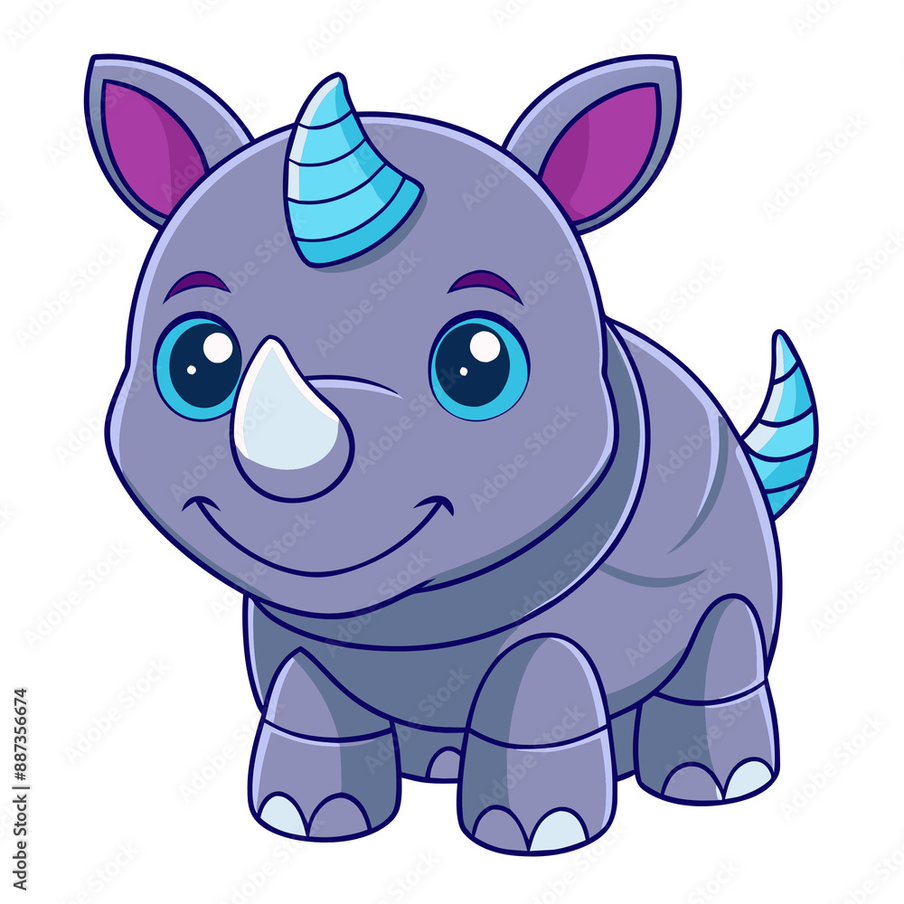 Naklejka premium Rhino cartoon illustration