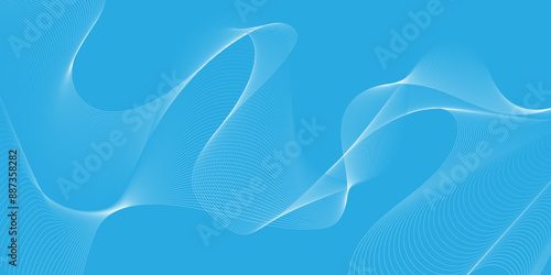 Abstract template background with wave design. Digital frequency track equalizer. Stylized line art background. Blue background with white waves.