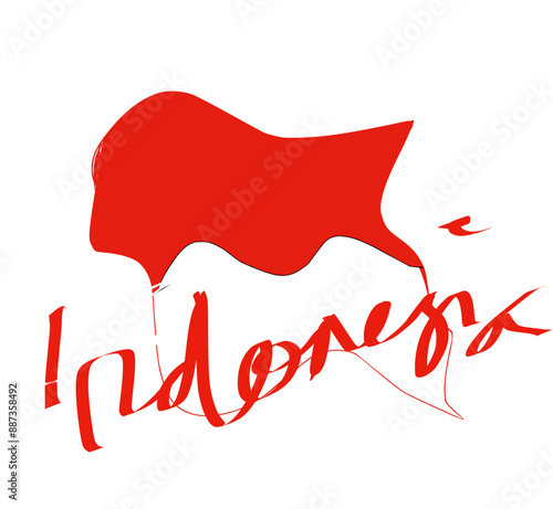 Indonesia flag with teks