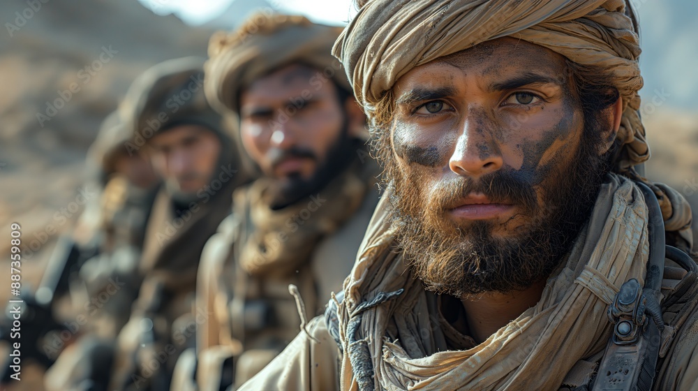 Intense Desert Soldiers in Combat Gear, Perfect for Military and Action Themes, Warm Tan and Brown Color Palette Intense Desert Soldiers in Combat Gear, Perfect for Military and Action Themes, Warm Tan and Brown Color Palette
