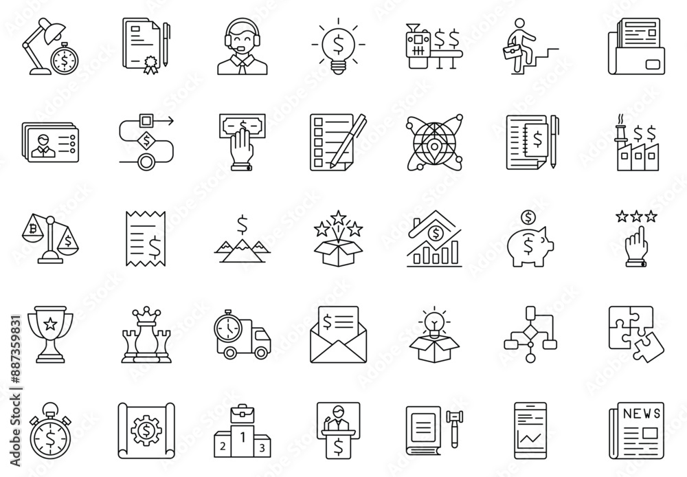 Economy - Icons Pack, Vector outline icons set. Economy - Icons Pack, Vector outline icons set.