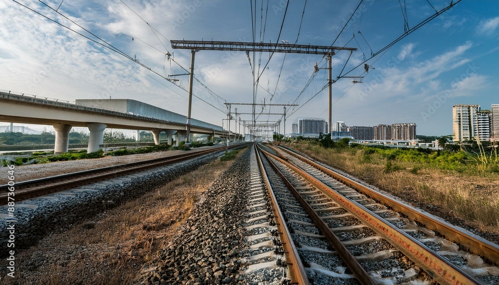 Fototapeta premium 고속철도 기차 KTS SRT 도시풍경