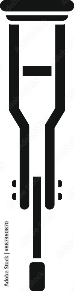 Simple black silhouette of an underarm crutch, commonly used for mobility assistance during recovery from injury or surgery