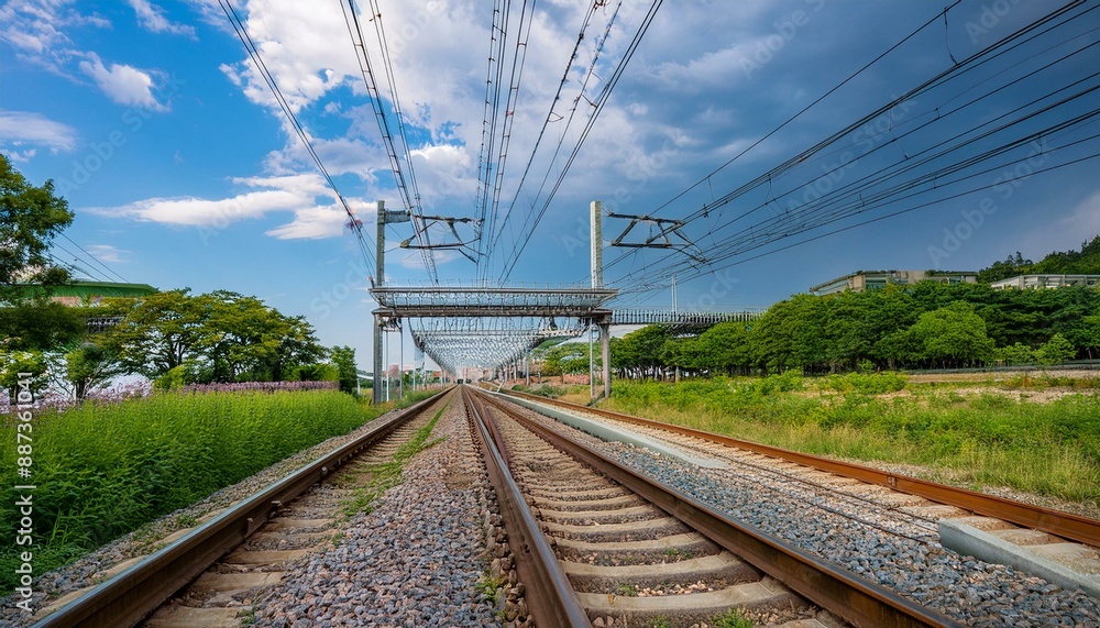 Naklejka premium 고속철도 기차 KTS SRT 도시풍경