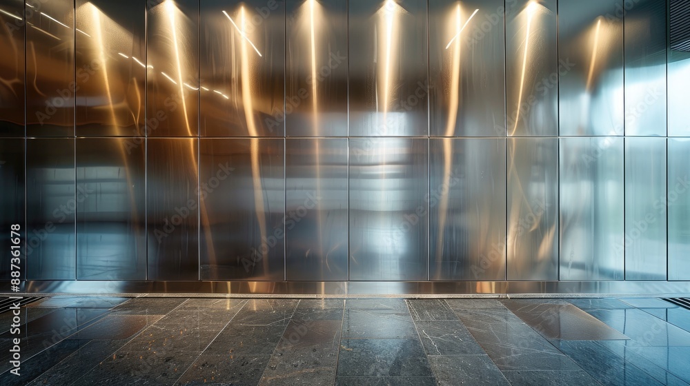Metallic wall in building project Metallic wall in building project