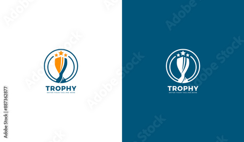 Winner trophy icon logo, abstract vector illustration design