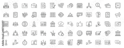  Economy and finances thick line art icons set Free Vector 