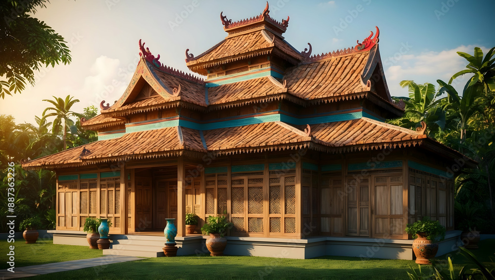 Fototapeta premium realistic West Javanese traditional house