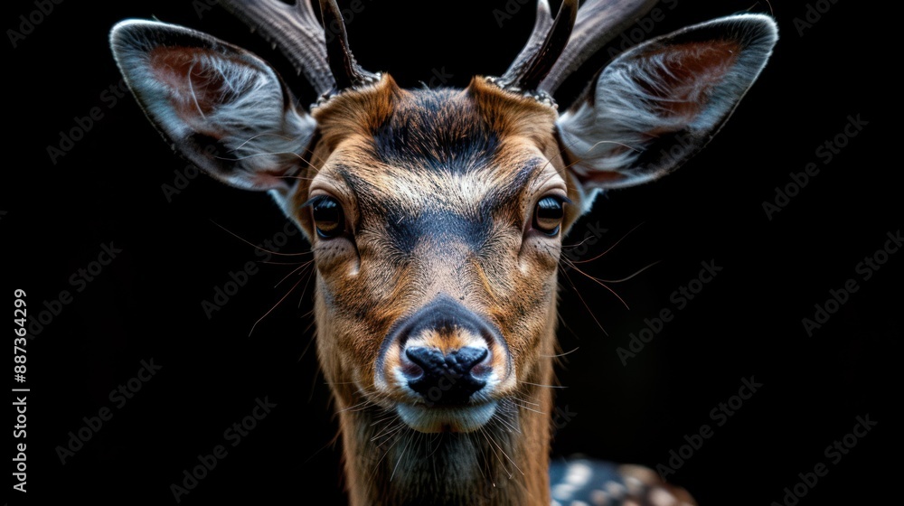Fototapeta premium Close-up Portrait of a Curious Deer