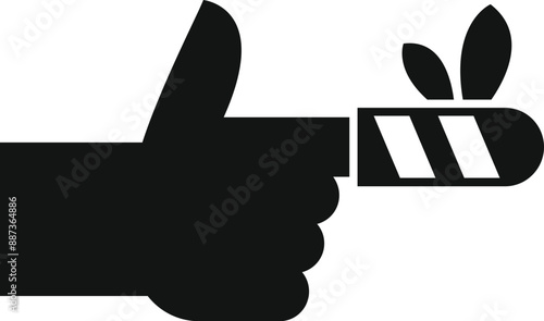 Black silhouette of a hand holding a party popper with confetti exploding from the top