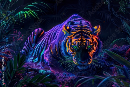 Neon Tiger in the Jungle.