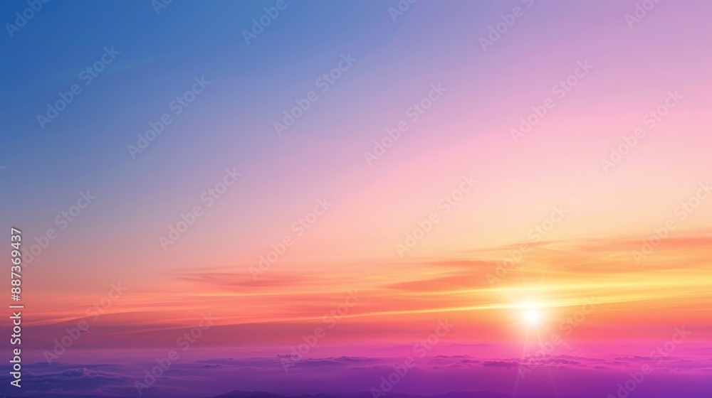 The sun sets over cloud-filled sky, viewed from an airplane's vantage point The sun sets over cloud-filled sky, viewed from an airplane's vantage point