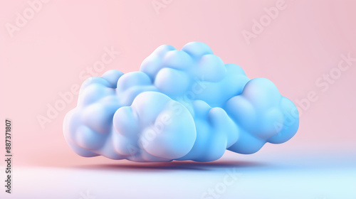 Realistic 3D blue cloud on a clean background for versatile use, featuring a soft and modern design.