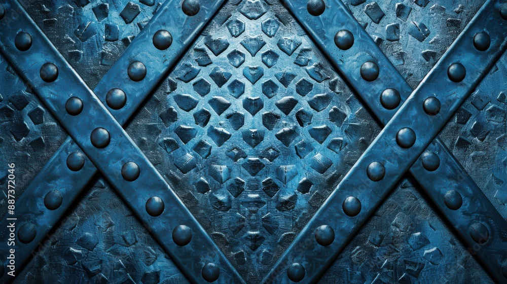 Dynamic metal shield with chrome and titanium components forming an X braced barrier. Intricate design on abstract background. Dynamic metal shield with chrome and titanium components forming an X braced barrier. Intricate design on abstract background.