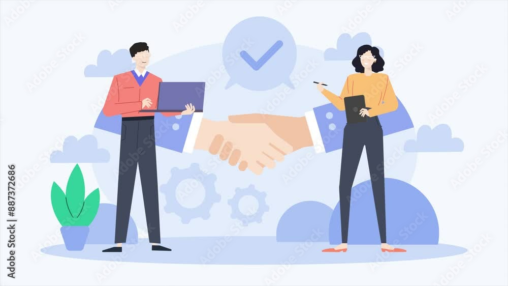 illustration of deal and business merger animated video illustration of deal and business merger animated video