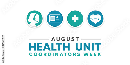 Health Unit Coordinators Week. Human, data, plus and heart. Great for cards, banners, posters, social media and more. White background.
