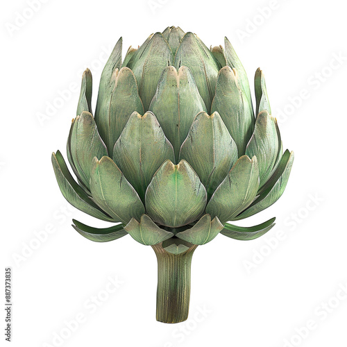 Green artichoke vegetable isolated on white background photo