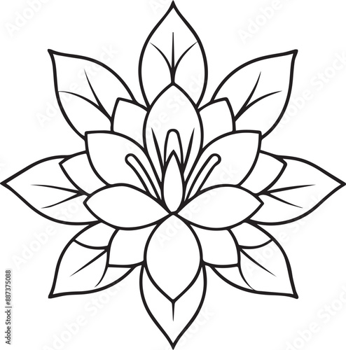 Minimalist Floral Vector Art for Adult Coloring Books: Elegant Black & White Designs with Bold Outlines