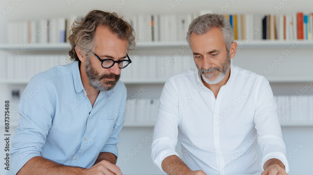 Obraz premium project discussion, architect, engineer, collaboration, teamwork, planning, design, construction, office, professionals, blueprint