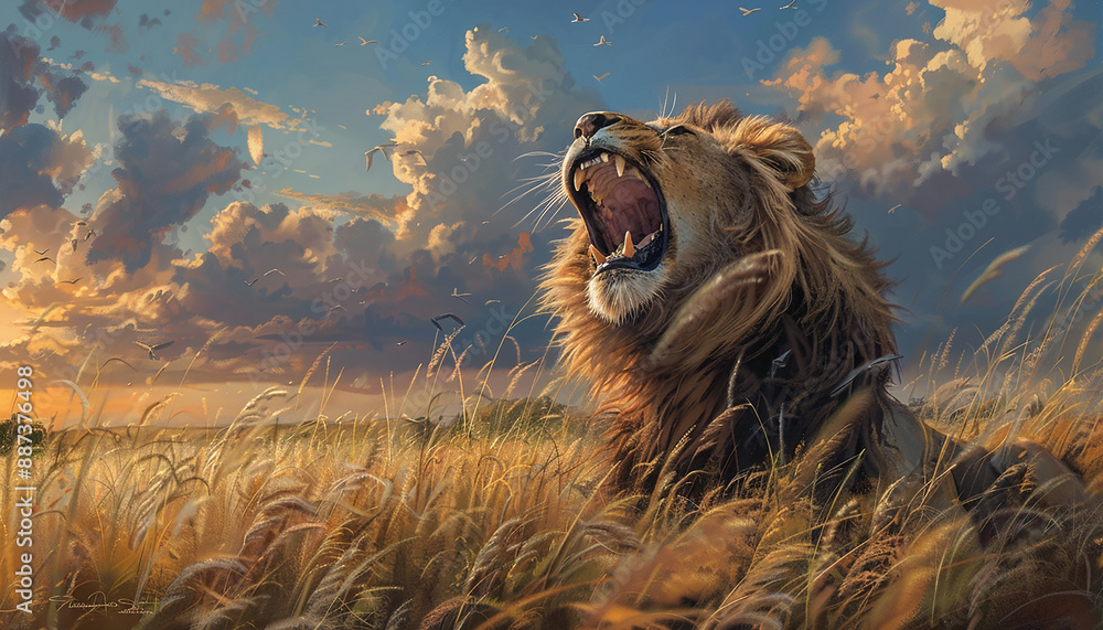 Naklejka premium roaring lion