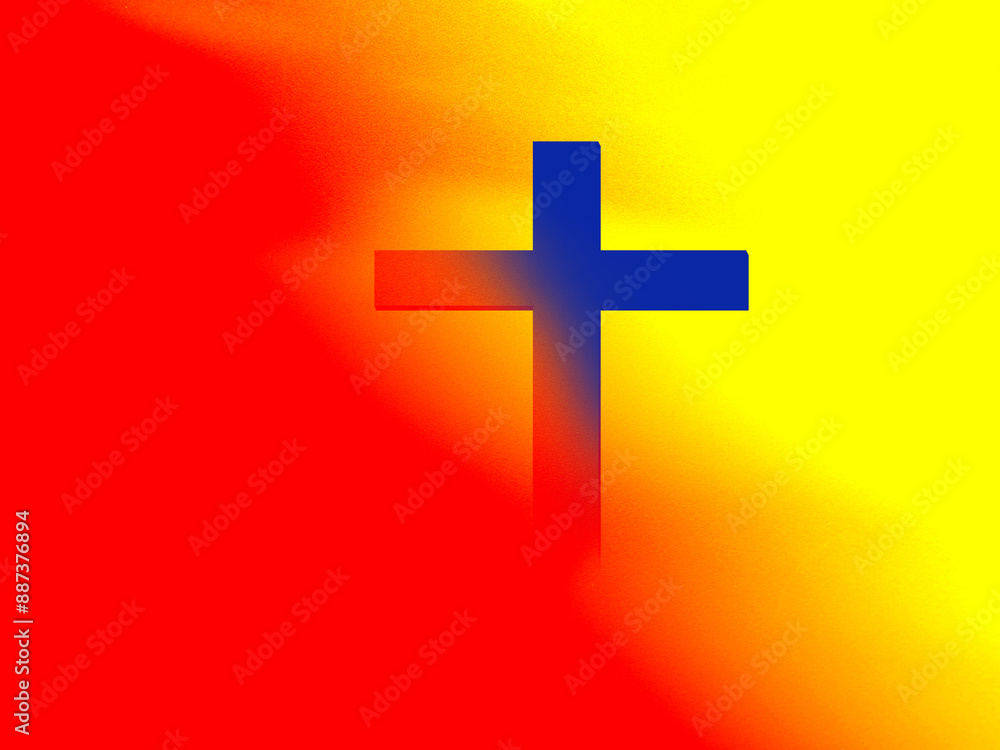 Obraz premium Cross christian god religion on sunset background, jesus church worship pray catholic grace christ, symbols christ love holy spiritual hope peach victory spirit meditation catholicism crucifix trush.