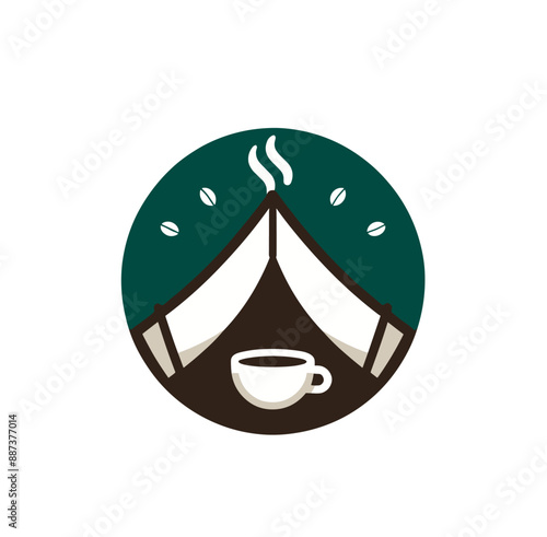 Stylish camping and coffee logos. Minimalist designs featuring tents, coffee cups, and nature elements. Perfect for outdoor adventure branding.