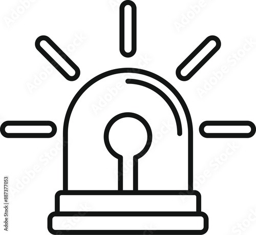 Simple line icon of a flashing siren light, often used to signal an emergency or danger