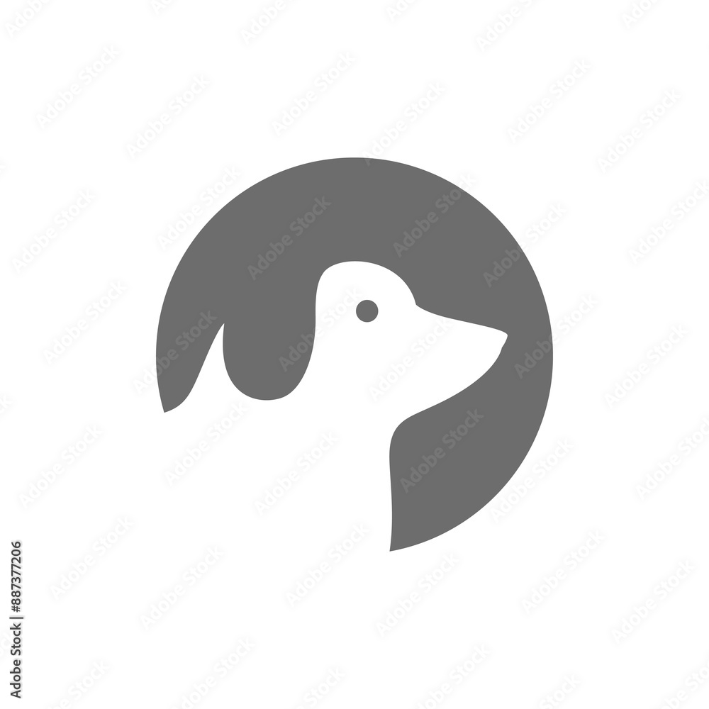 Obraz premium dog head adorable pets logo design flat vector