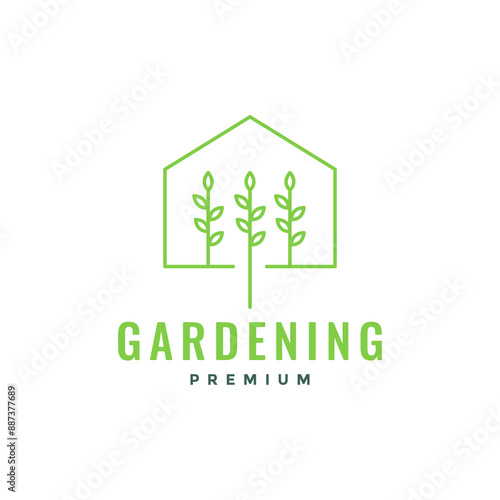 garden house botanical logo design simple vector