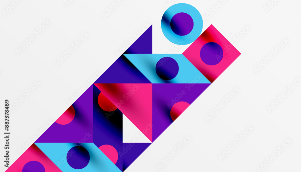 Colorful triangles circles square geometric design. Abstract background for wallpaper, banner, backdrop, card, book Illustration, landing page Colorful triangles circles square geometric design. Abstract background for wallpaper, banner, backdrop, card, book Illustration, landing page