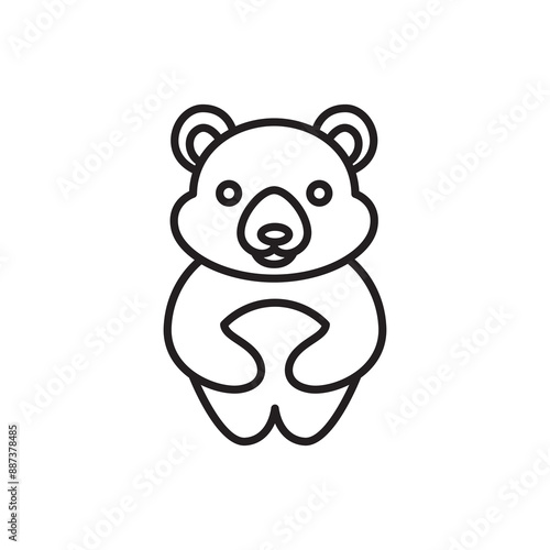 cute baby bear cartoon line logo design vector