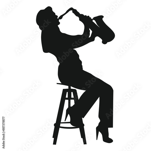 Silhouette of Jazz Musicians. Vector Black Silhouette in Flat Concept