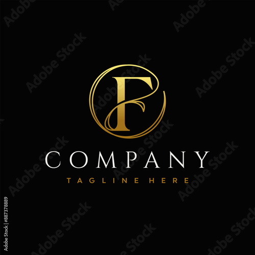 Letter F Luxury Circle Elegant Design