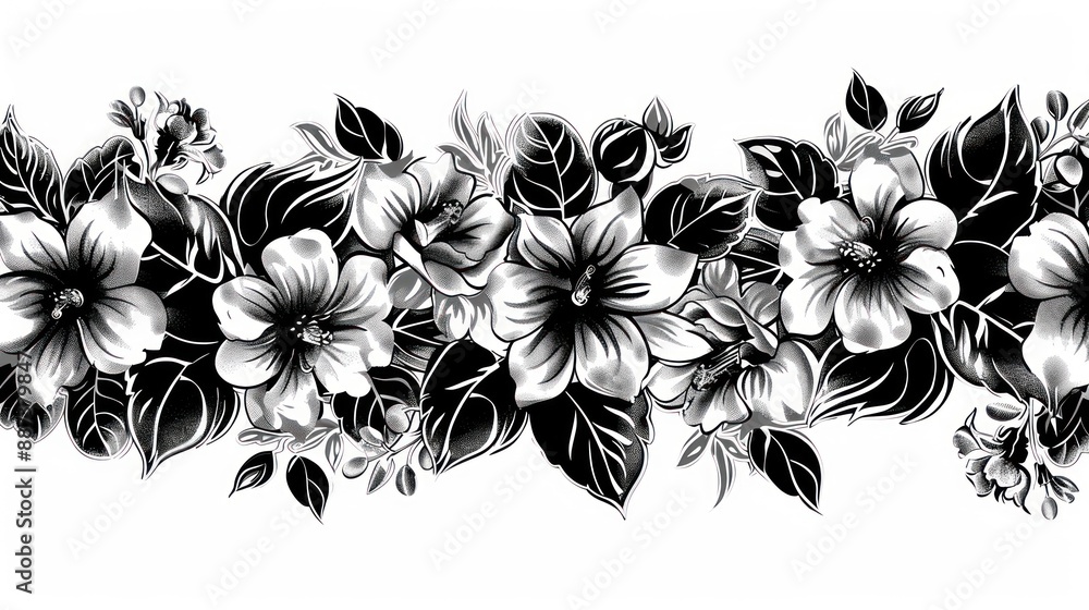 Black and White Floral Border Black and White Floral Border