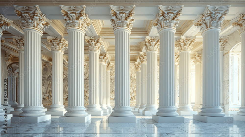 Naklejka premium Classical Greek Marble Pillars Architectural Detail Close-Up