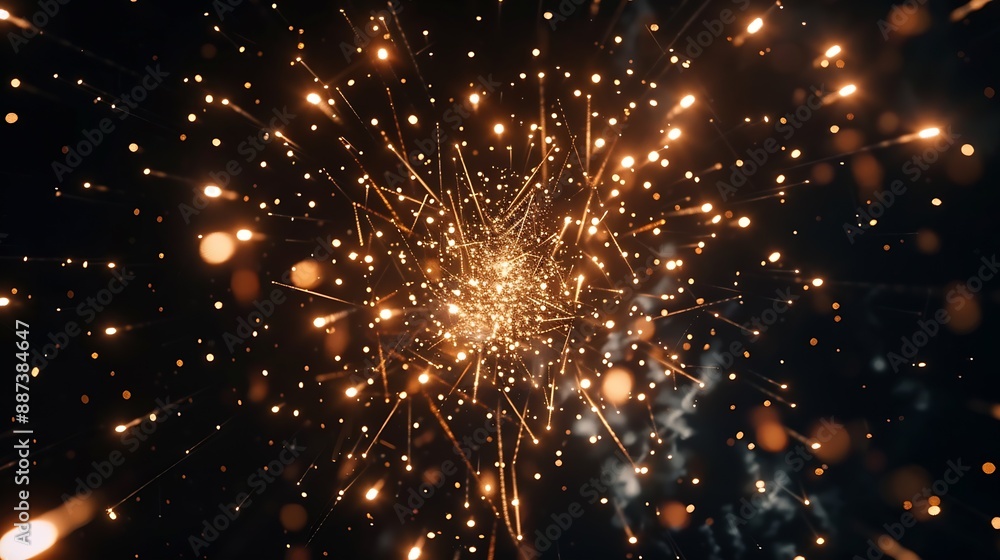 Obraz premium From below shot of wonderful vivid fireworks exploding on background of black night sky : Generative AI