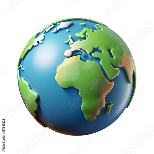 earth globe isolated 3d cartoon style illustration