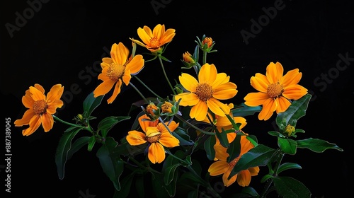 Bidens ferulifolia or burr marigolds  A plant of limited distribution used here as a decorative border plant : Generative AI photo