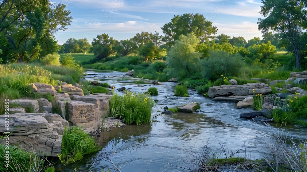 Sioux Falls Nature Conservation Area at Sertoma Park The Vibrant Greenway Walking Trails Summer Landscape along the Big Sioux River in South Dakota : Generative AI Sioux Falls Nature Conservation Area at Sertoma Park The Vibrant Greenway Walking Trails Summer Landscape along the Big Sioux River in South Dakota : Generative AI