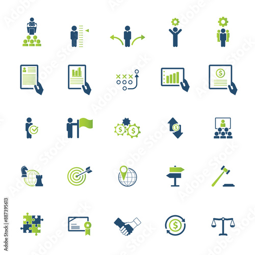 Universal business management and human resources icon set. Universal icons for web and mobile. Vector.	