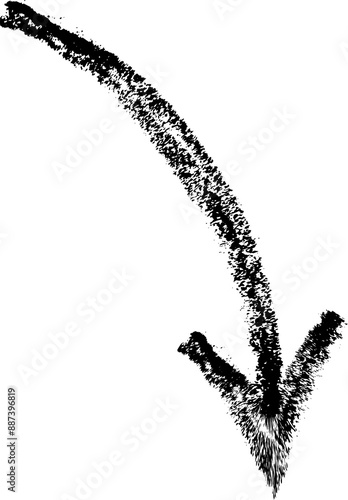 Crayon hand drawn arrow icon. Pencil and brush scribbles sketch. Grunge charcoal textured doodle. Chalk mark element