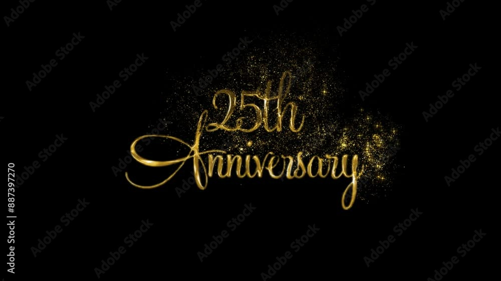 Happy 25th anniversary greeting, twenty five years old, golden particles and alpha channel Happy 25th anniversary greeting, twenty five years old, golden particles and alpha channel